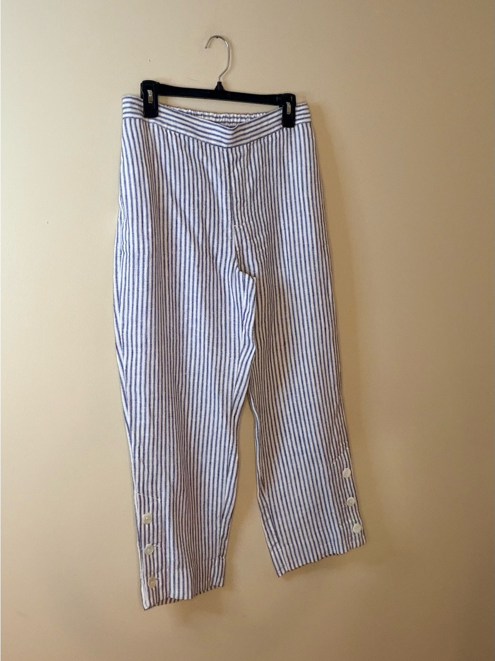 Chico's White and Blue Striped Chinos